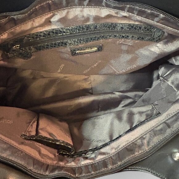 Charlie Lapson Black Metallic Snakeskin Hobo Bag NWT Designer Purse MSRP $350 - Picture 5 of 8